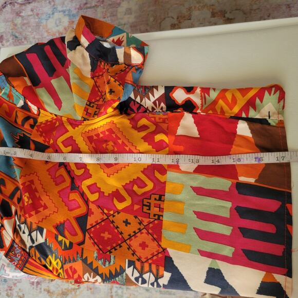 Christian Siriano NY Aztec Print Top Women SM Button Up Artsy Western Festival - Picture 12 of 12